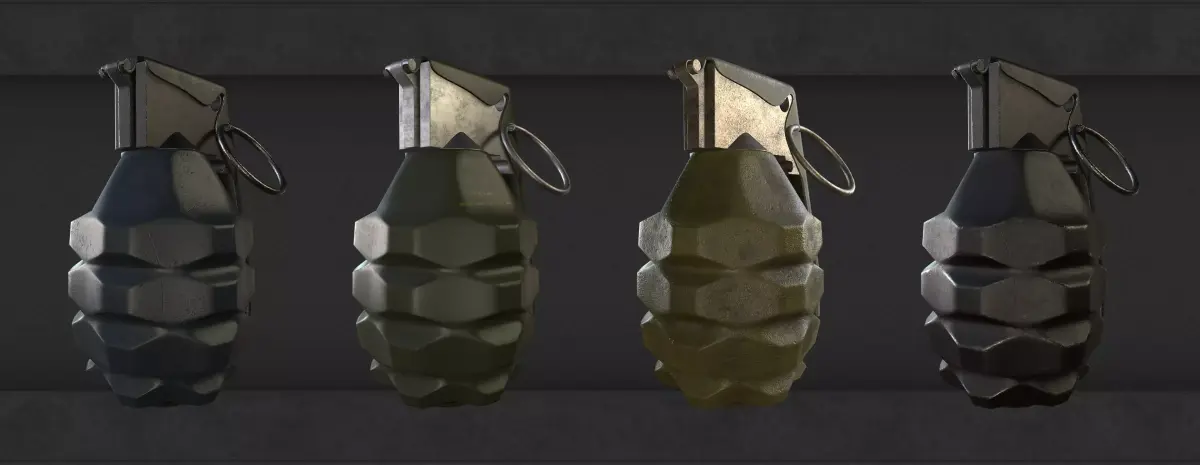 Grenade four grenades Low-poly 3D model