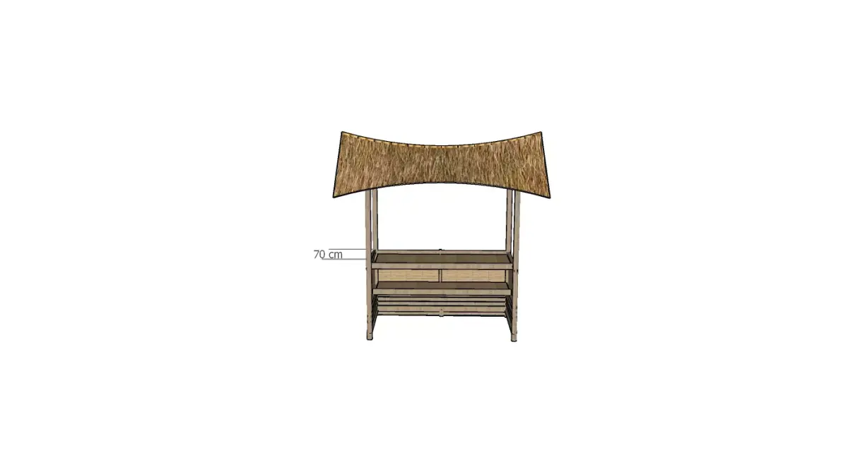 Bamboo Booth with Thatched Roof Traditional 3D Model Free 3D print model