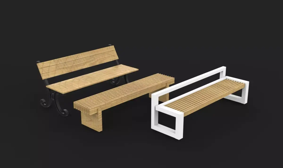 Garden Bench Low-poly 3D model