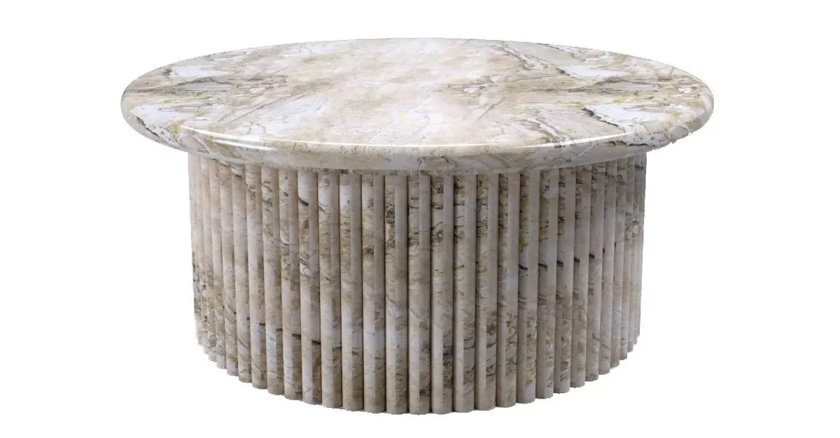 Round Beige Marble Dining Table Free 3D model