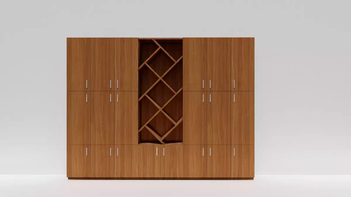 Wooden Cabinet with Wine Rack - Modern Furniture 3D Model 3D model