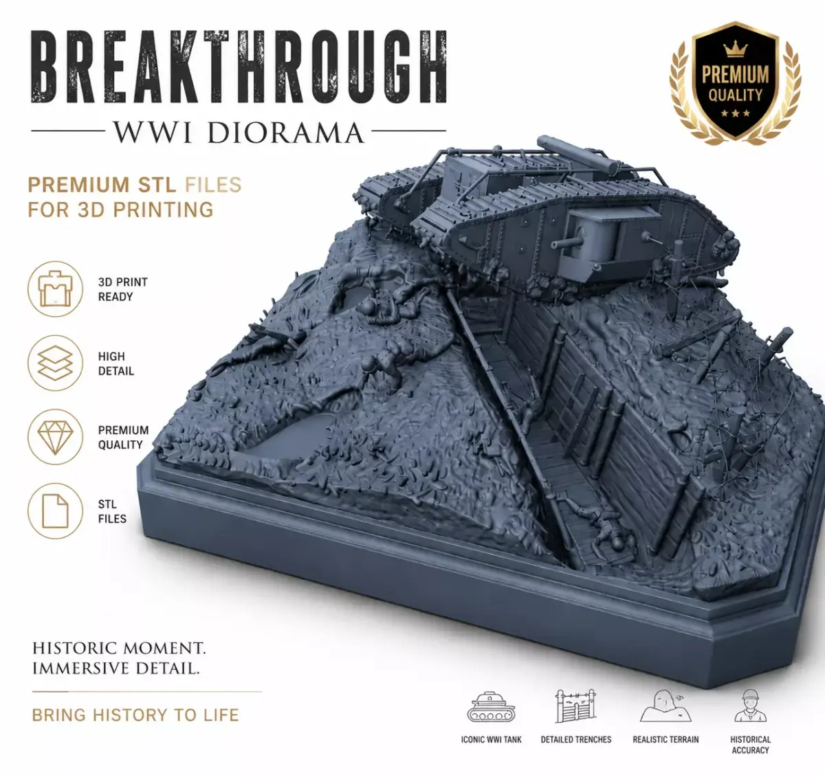 WWI Breakthrough Diorama STL Files  3D print model