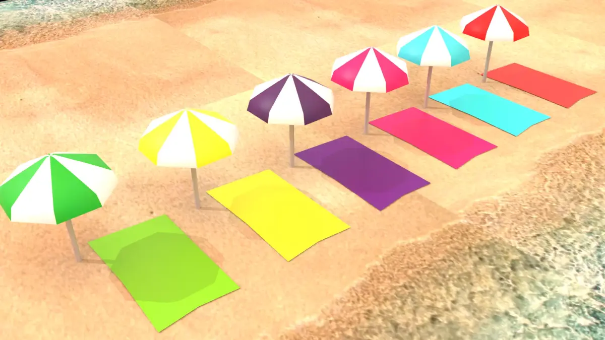Beach umbrellas Low-poly 3D model