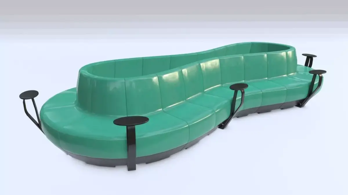 Public Bench Modern Low-poly 3D model