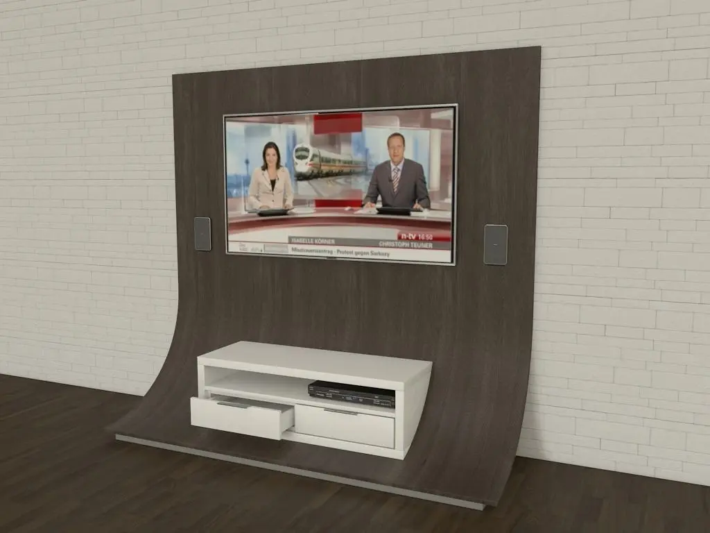 tv shelf with accessories Free 3D model