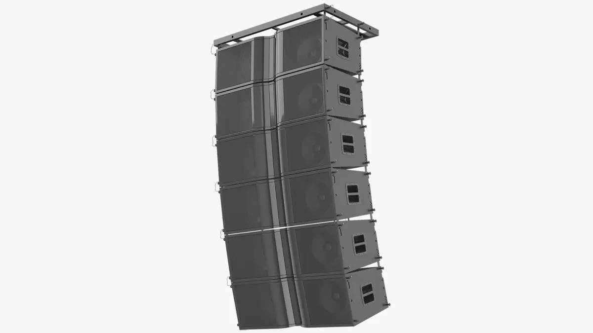 Line Array Speaker System with Rigging Frame 3D model