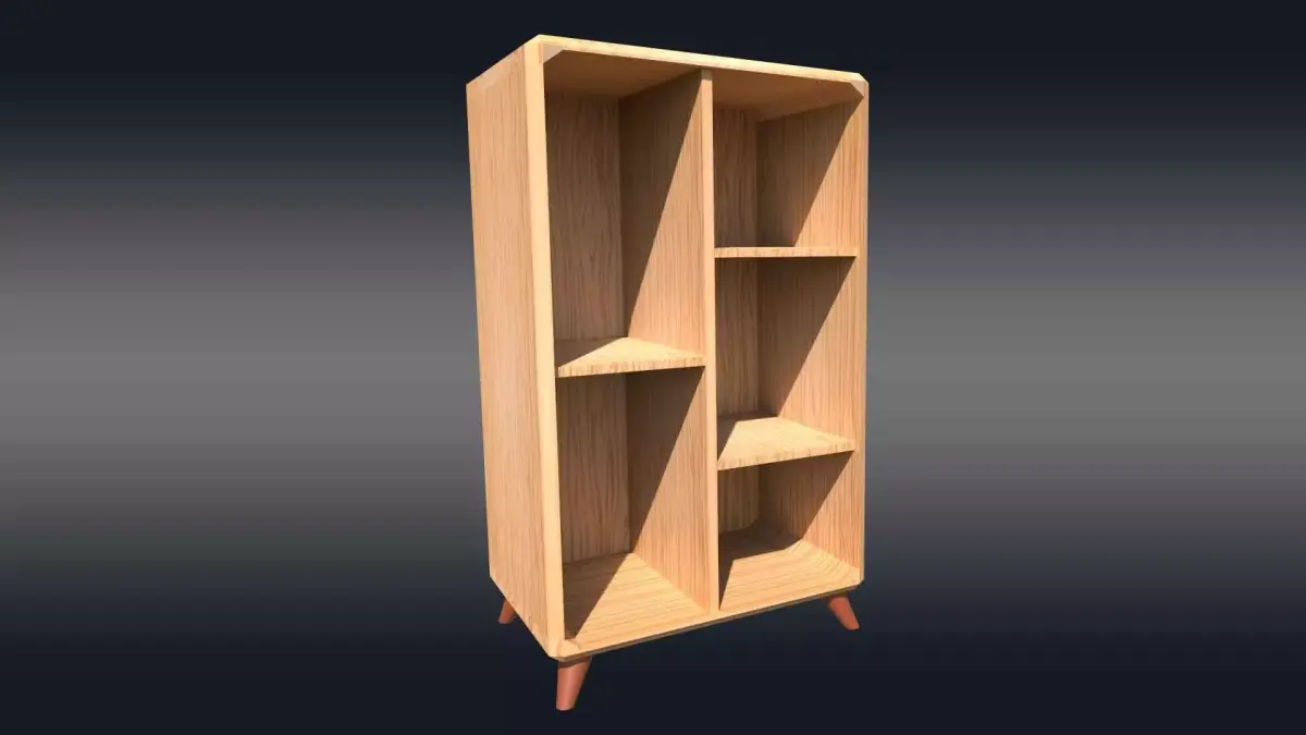 Low Poly Wooden Cabinet  Free low-poly 3D model