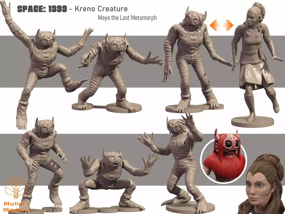 Wee Kreno and Maya Sculptures - Space 1999 10 Pack 3D print model
