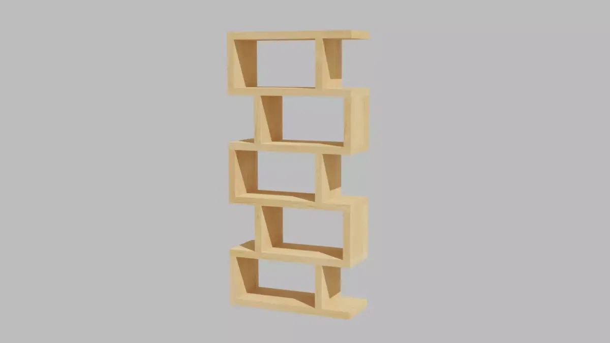 Bookshelf wooden bookcase with four shelves Free low-poly 3D model