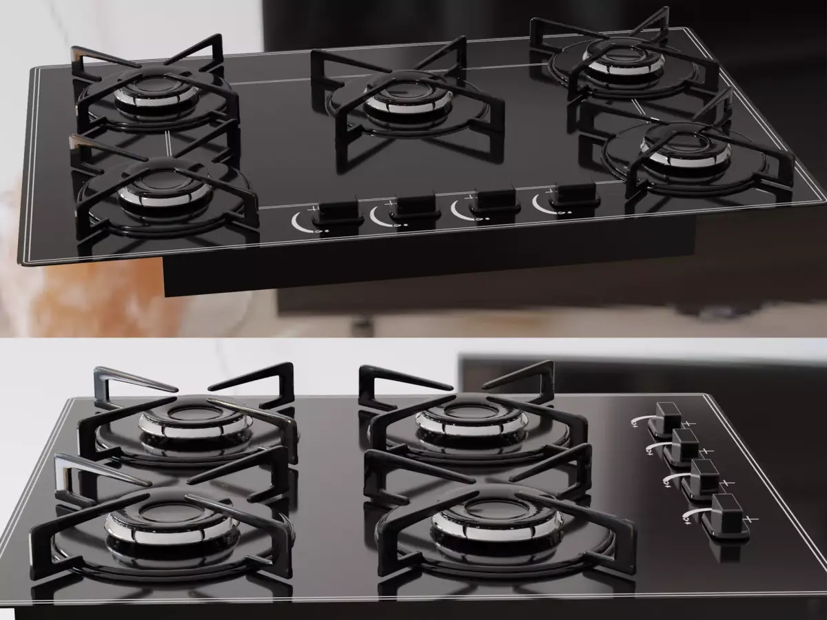 two cooktops for kitchen counter 3D model