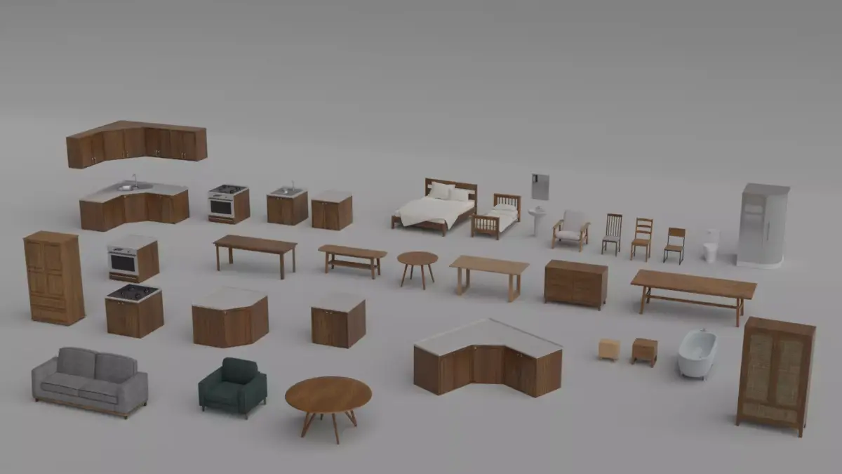 Furniture Pack Free low-poly 3D model