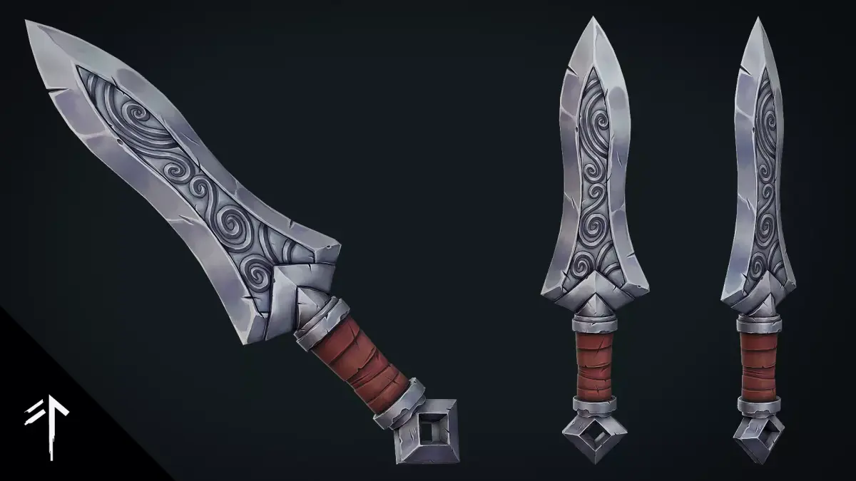 Stylized Fantasy Dagger - Game Ready Hand Painted Weapon Low-poly 3D model