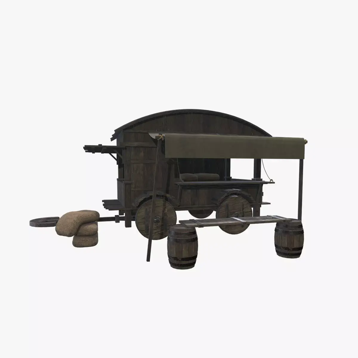 Medieval Carriage V15 Low-poly 3D model