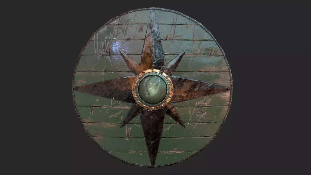 Viking historical green shield Low-poly 3D model