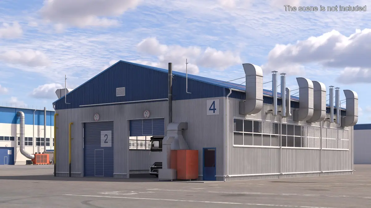 Factory Unit Building UralSpetsTrans Simplified 3D model