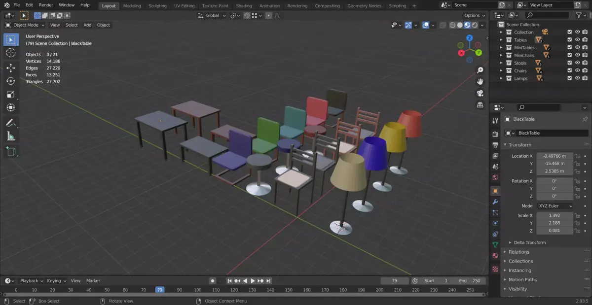 Furniture models Low-poly 3D model