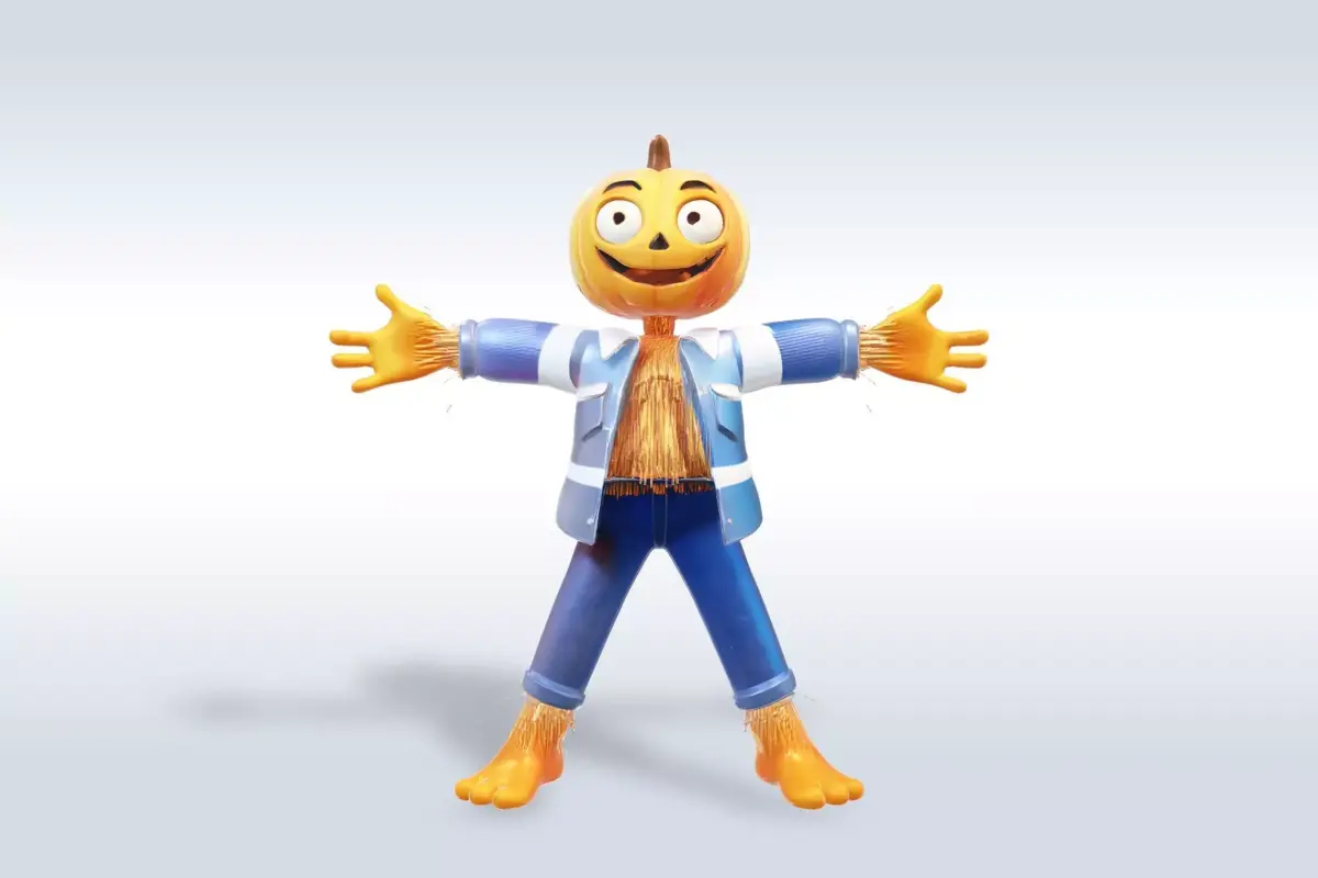 Cheerful Pumpkin Boy Halloween Character 3D model 6
