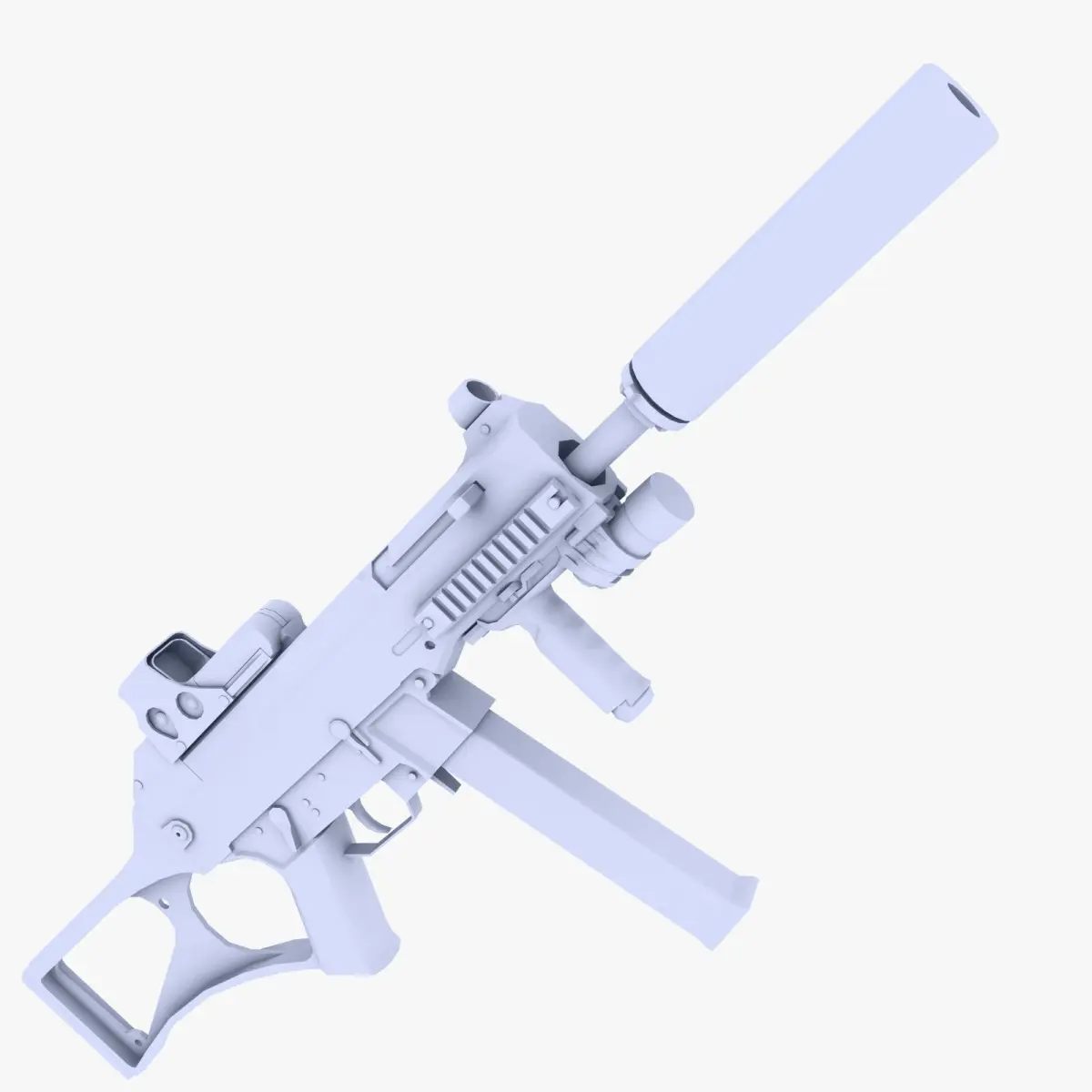 UMP 45 Submachine Gun Supressed Low-poly 3D model