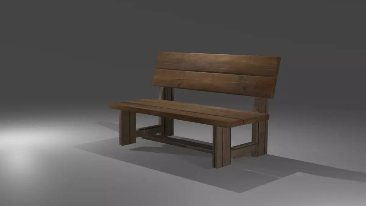 Wood Bench Low poly Game ready Low-poly 3D model