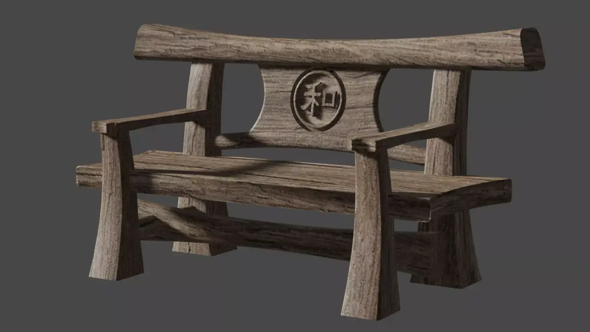 Japanese garden bench 3D model