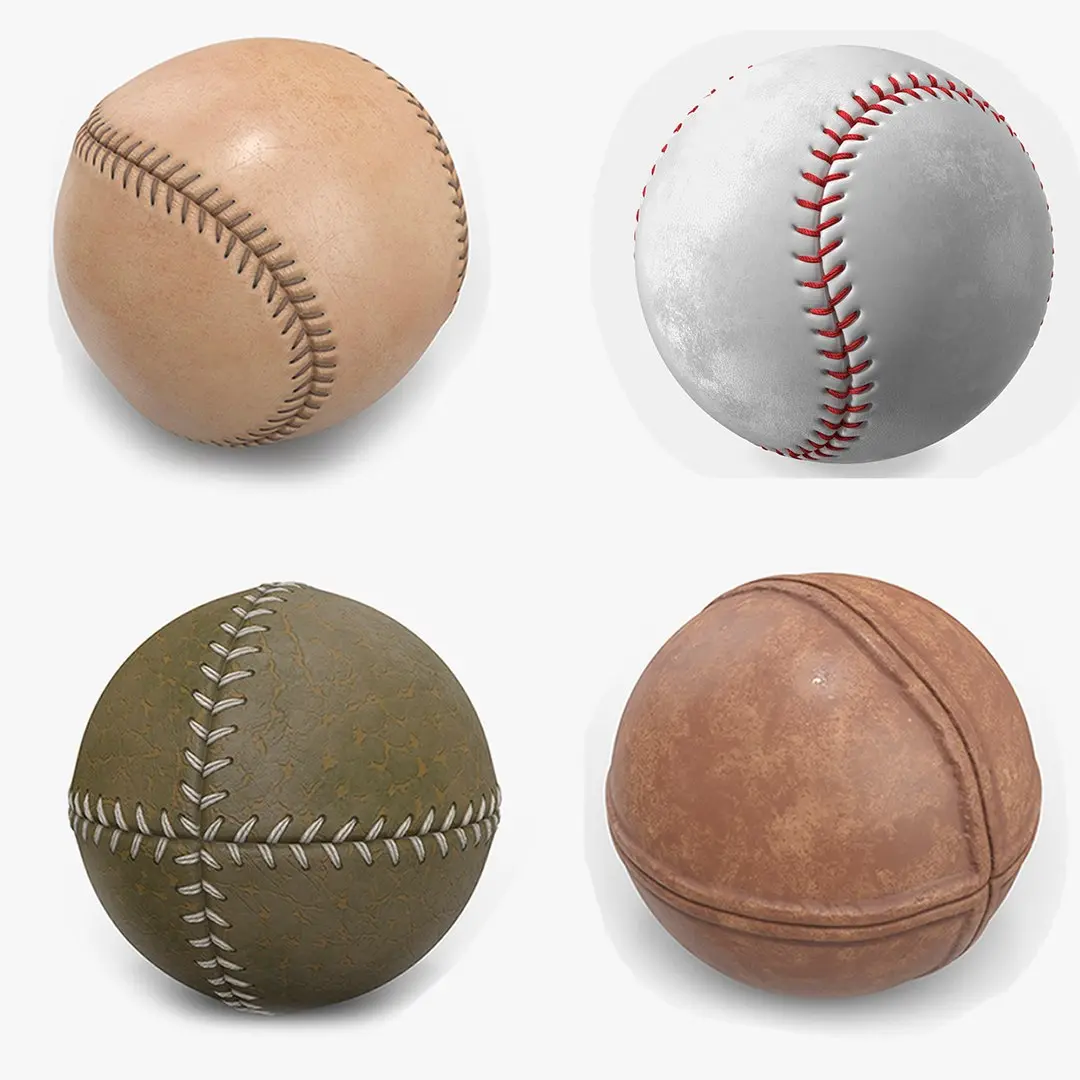 Vintage Baseball Balls Collection 3 3D model