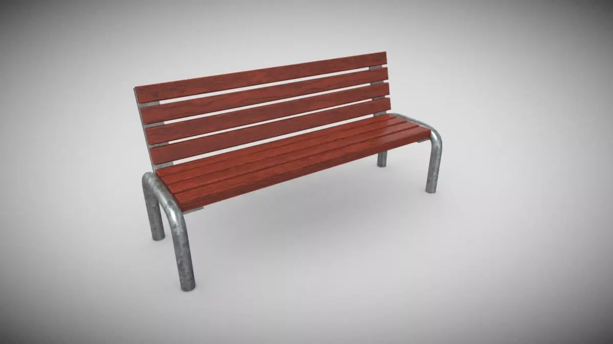 Ourdoor Bench Low-poly 3D model