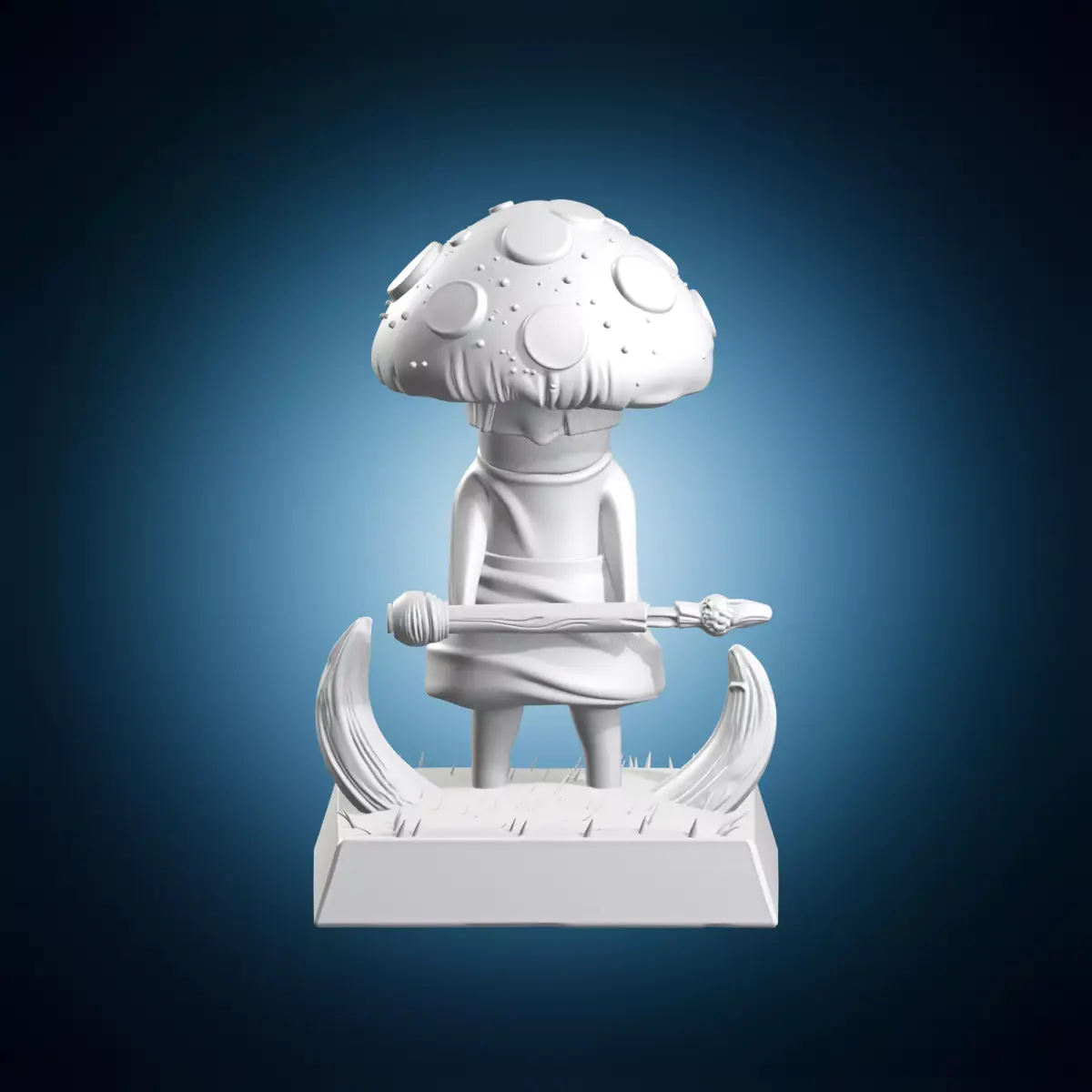 Fantasy Mushroom Warrior Spearman Creature Miniature 3D print model