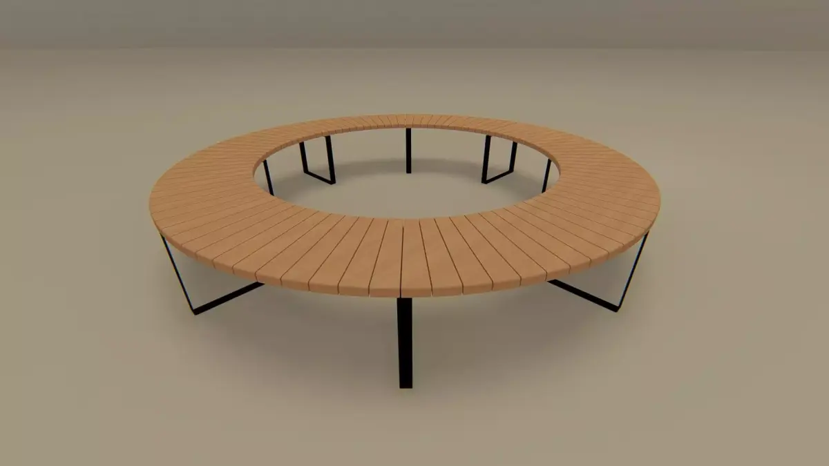 Circular Timber Bench Low-poly 3D model