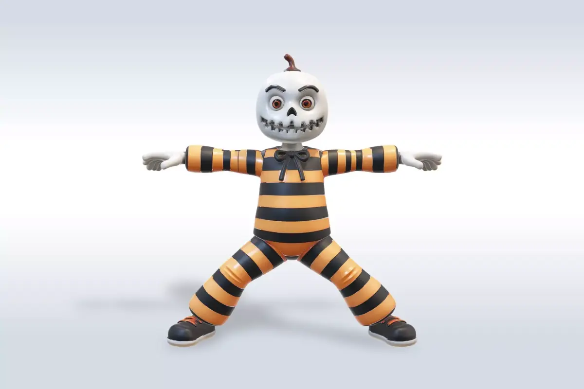 Cheerful Halloween Ghost  Pumpkin Boy  3D model