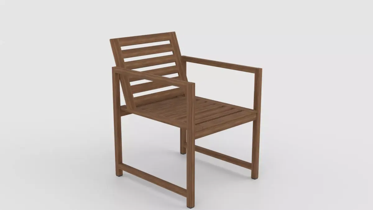Wooden Chair Low-poly 3D model 19