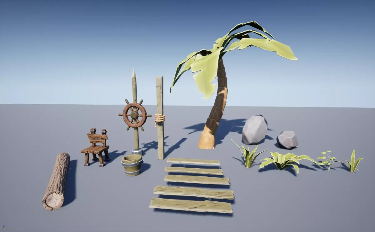 Stylized Beach Pack  Low-poly 3D model