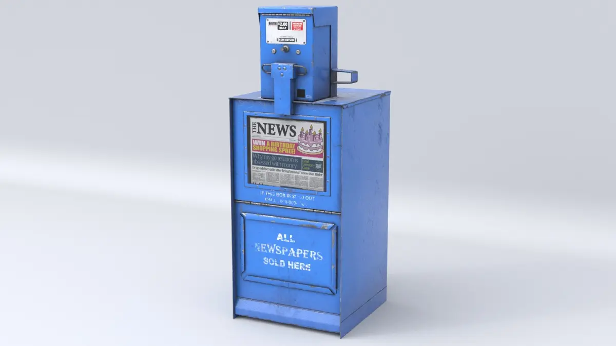 Newspaper Dispenser Blue HD 3D model