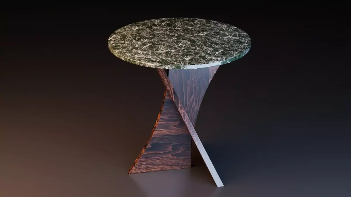 Coffee Table with Cross Base Free low-poly 3D model