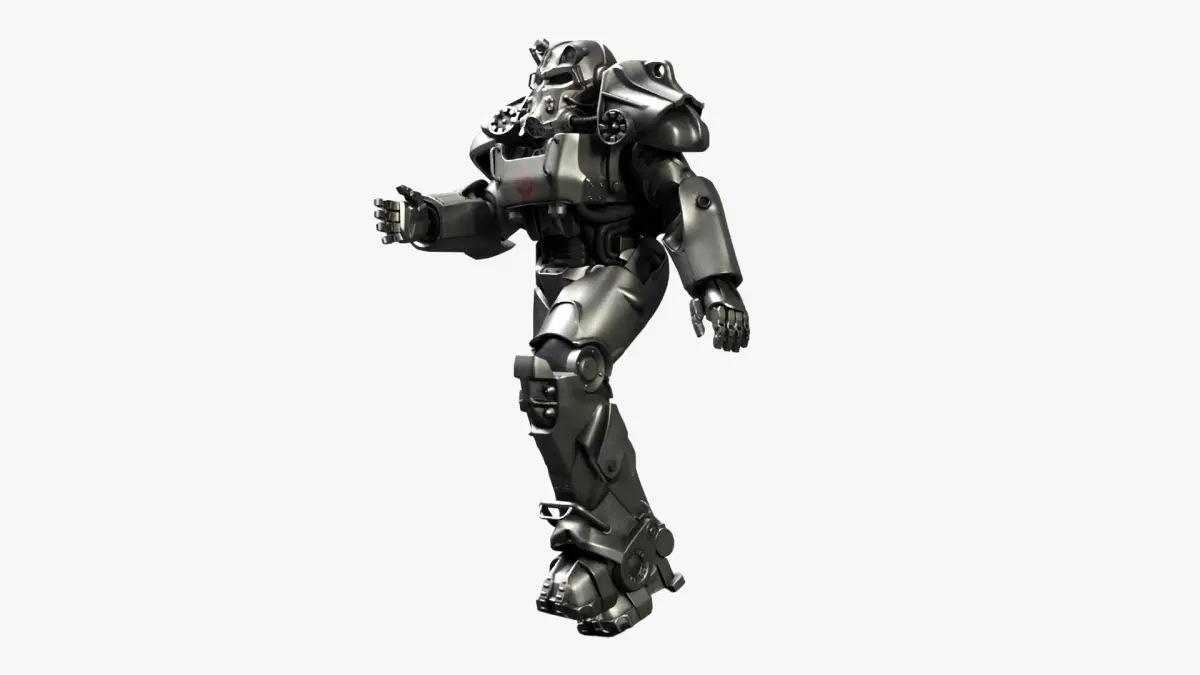 T 60 Power Armor Fallout with Rifle Rigged for Maya 3D model