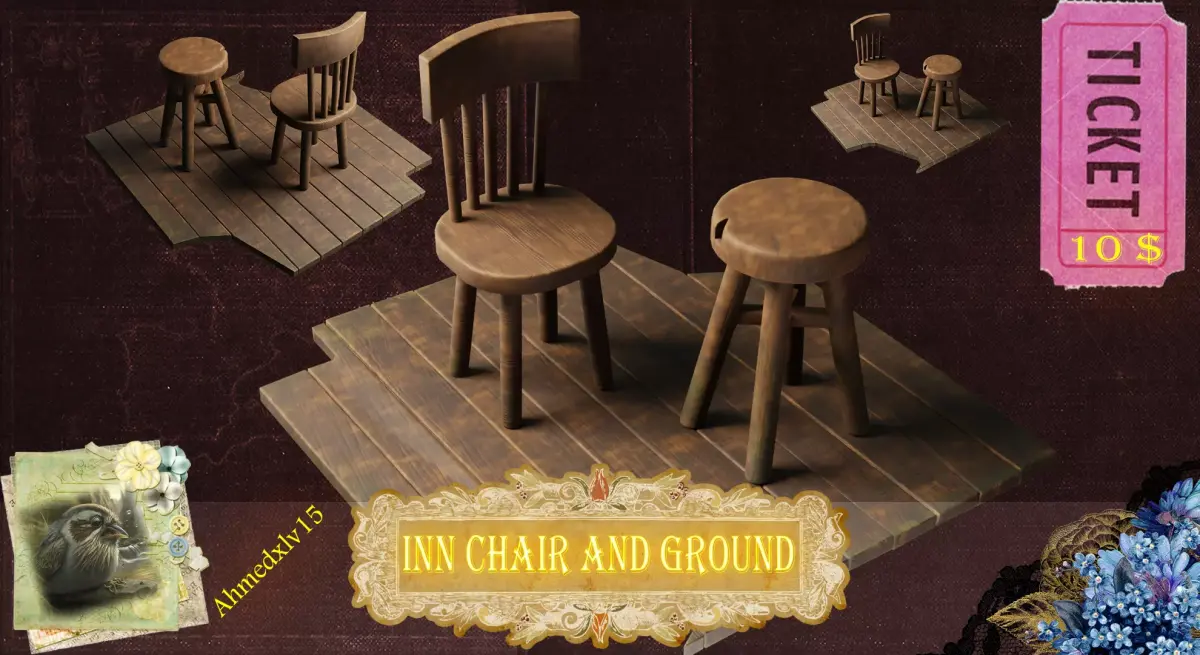 inn chair wood  Free low-poly 3D model