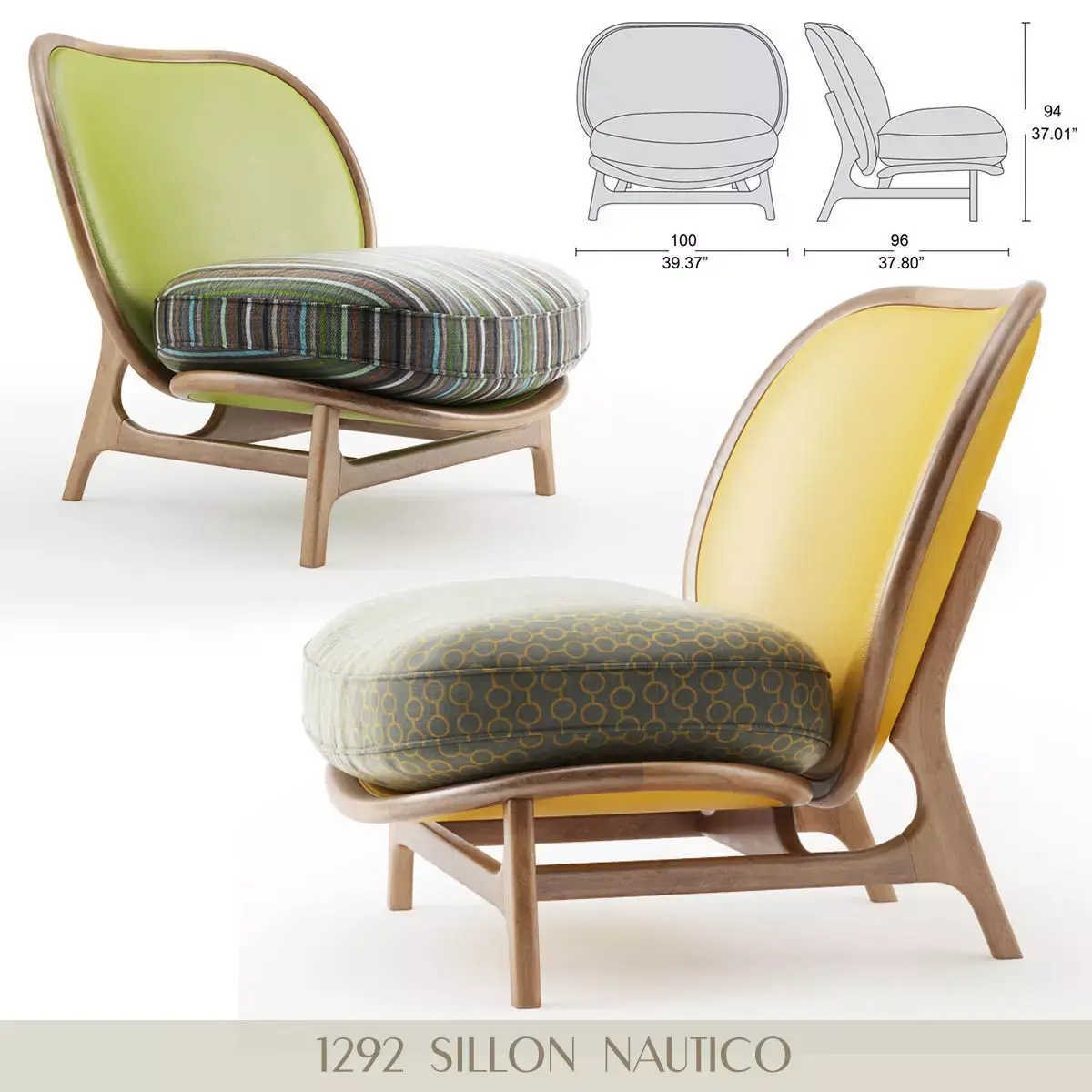 Sillon lounge chair with fabric and wooden frame Free 3D model
