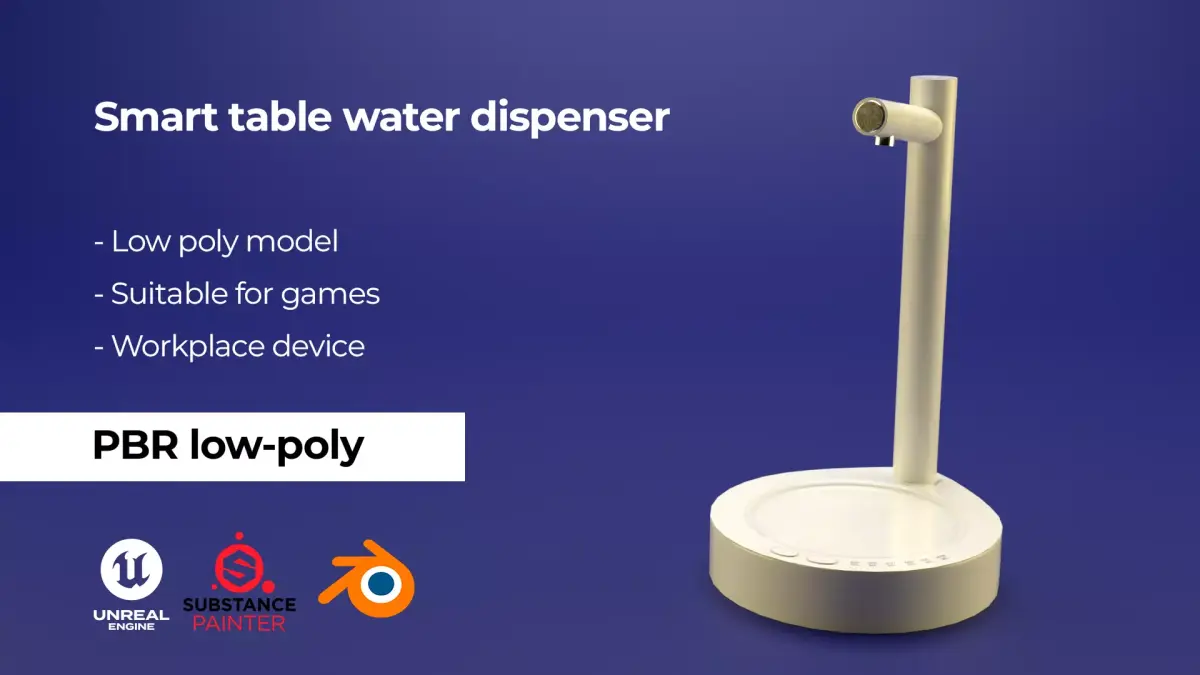 Smart table water dispenser Low-poly 3D model