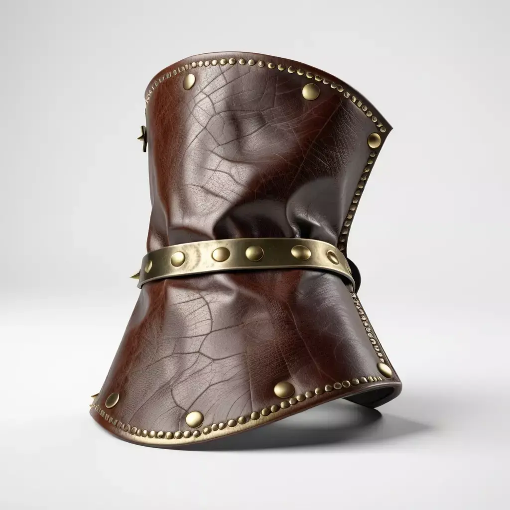 Cracked Leather Gauntlet Brass Rivets 3D model