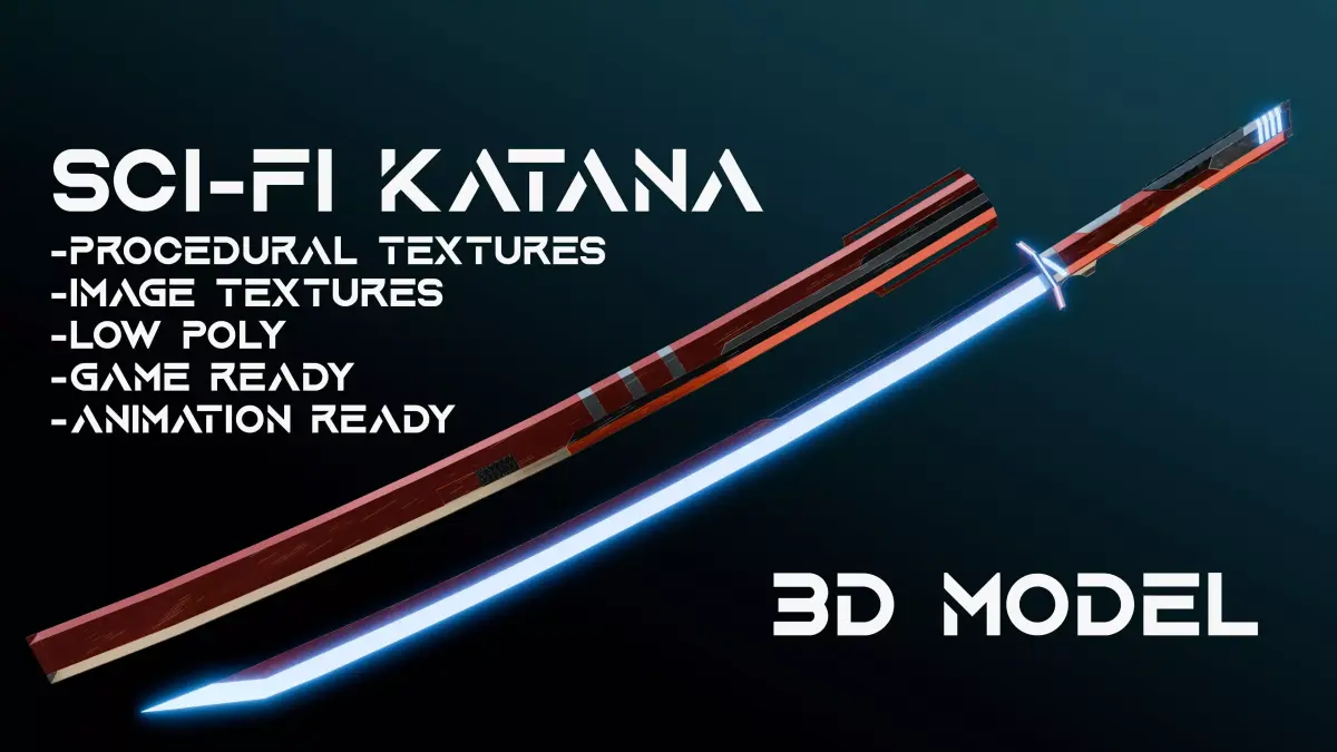 Sci-Fi Katana Low-poly 3D model buy
