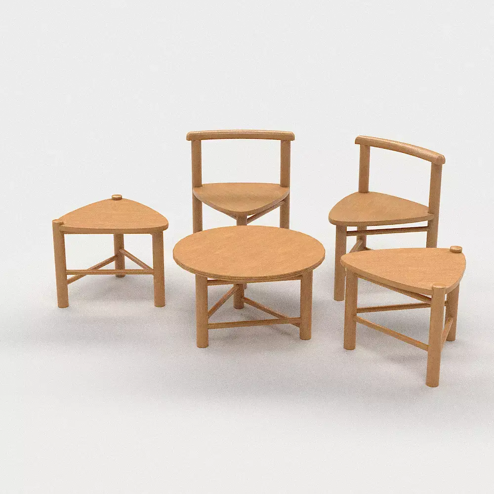 Furniture set 01 Low-poly 3D model