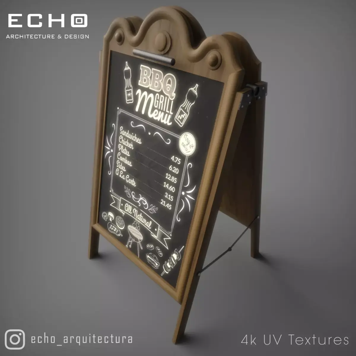 Chalkboard Restaurant Sign 3D model