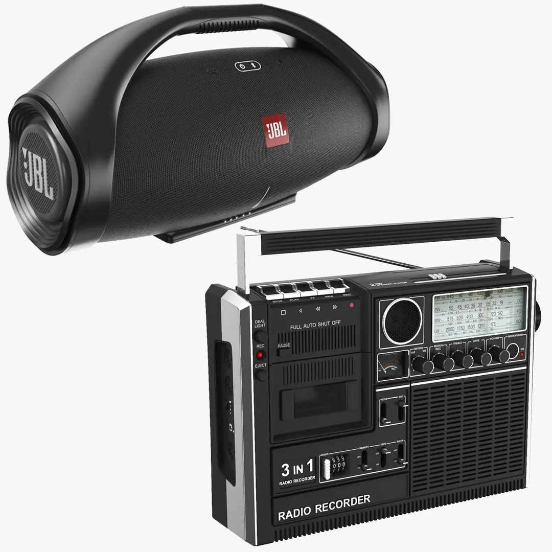 Cassette Player And JBL Boombox 3D model