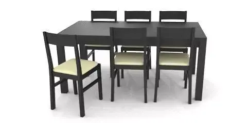 Dark Colored Table and Chairs Free 3D model