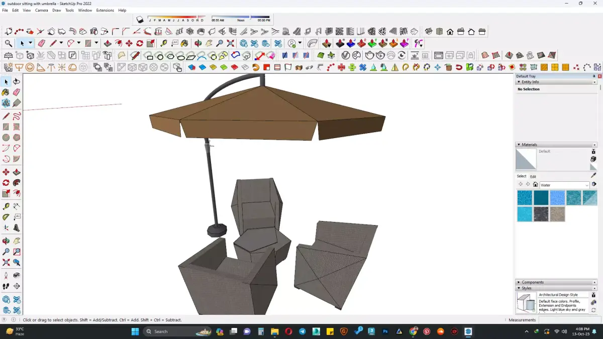 outdoor sitting with umbrella 3D model