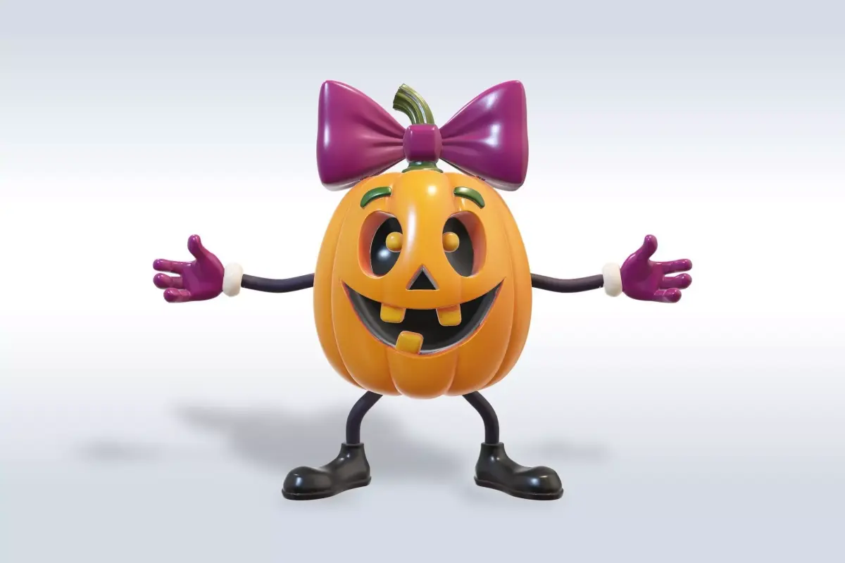Cheerful Pumpkin Girl halloween Character 3D model