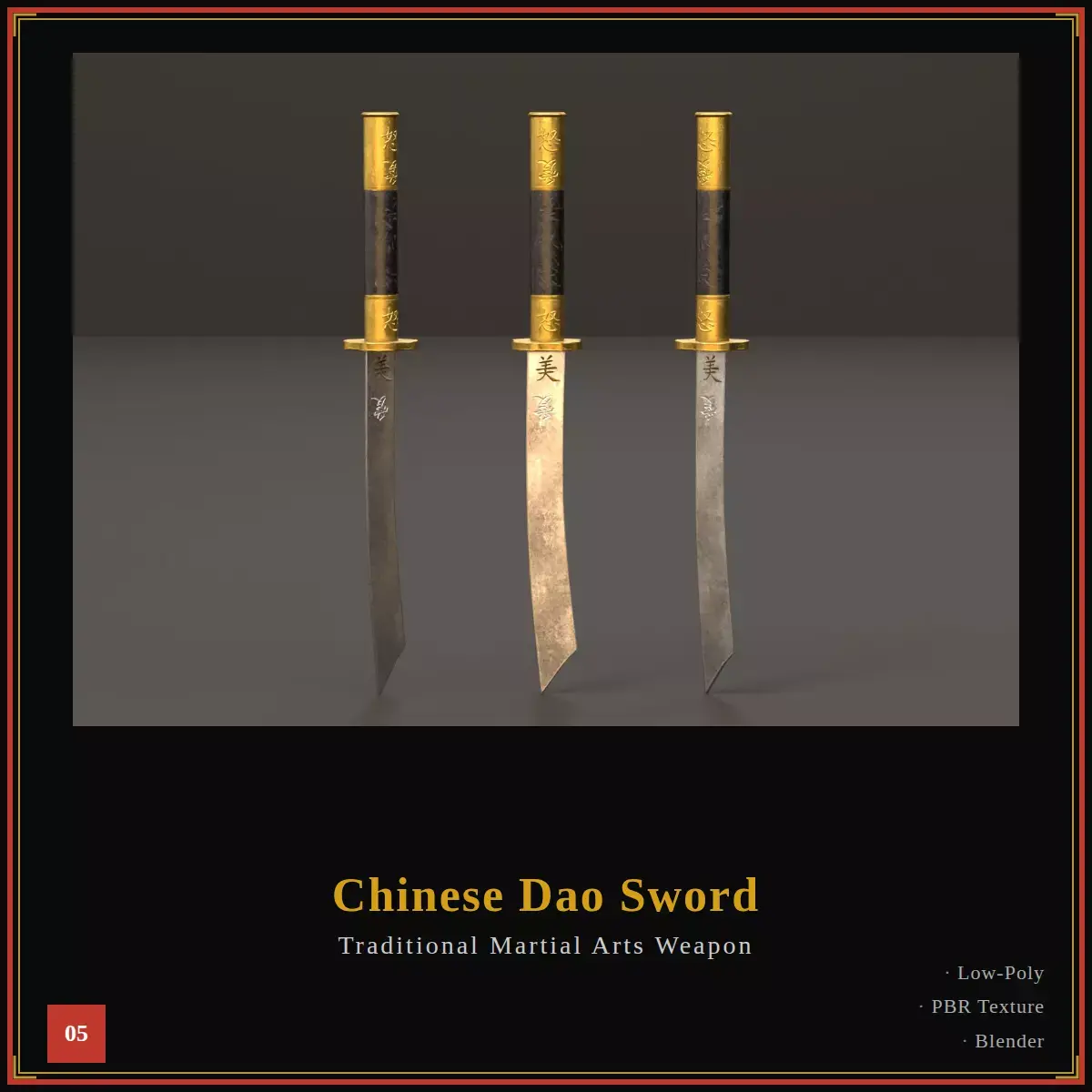 Chinese Dao Sword - Traditional Martial Arts Weapon 05 Low-poly 3D model