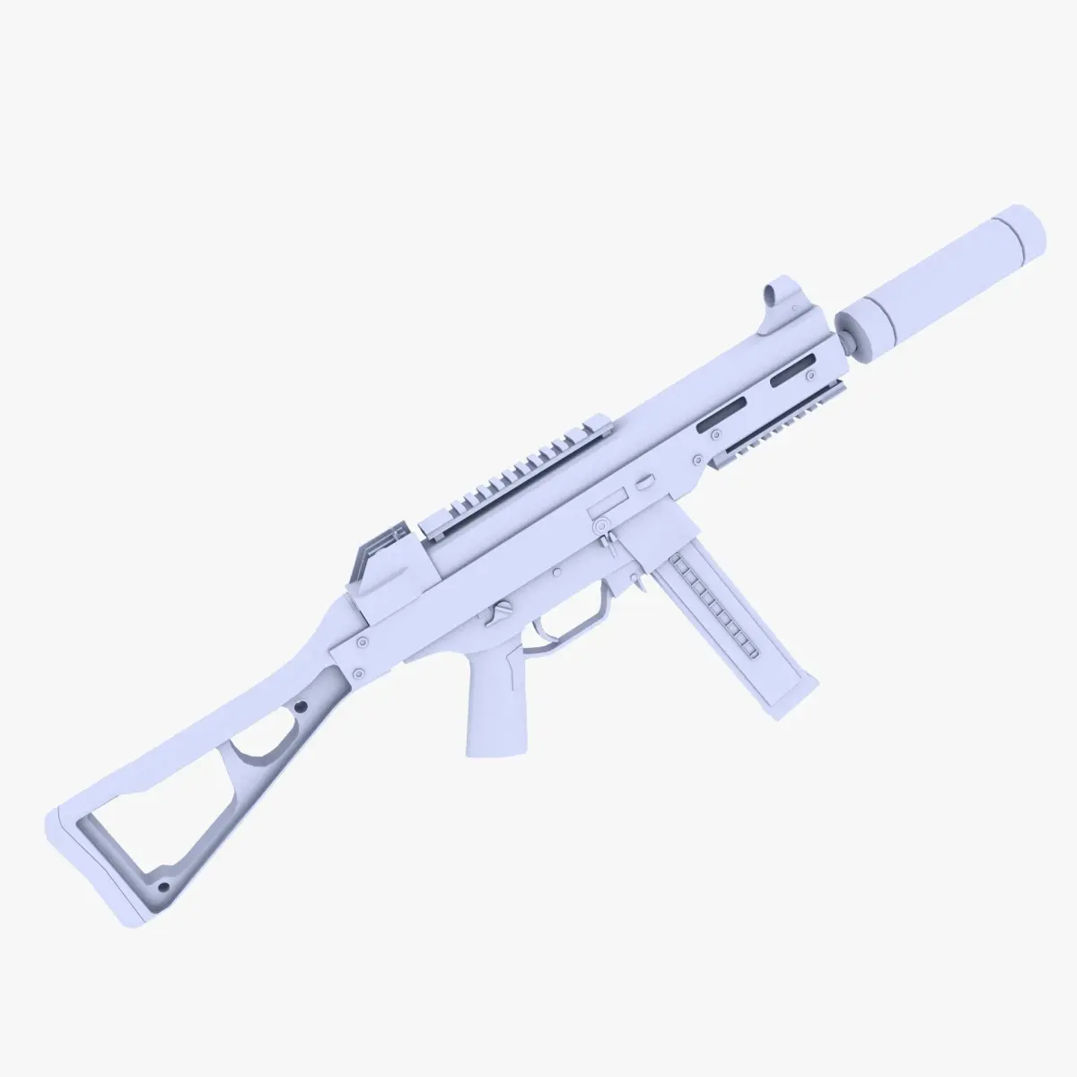 UMP 45 Submachine Gun Supressed 2 Low-poly 3D model