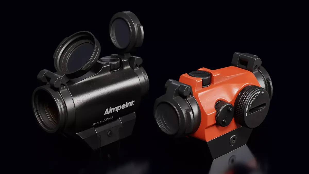 Aimpoint Micro H-2 Red Dot Scope Low-poly 3D model