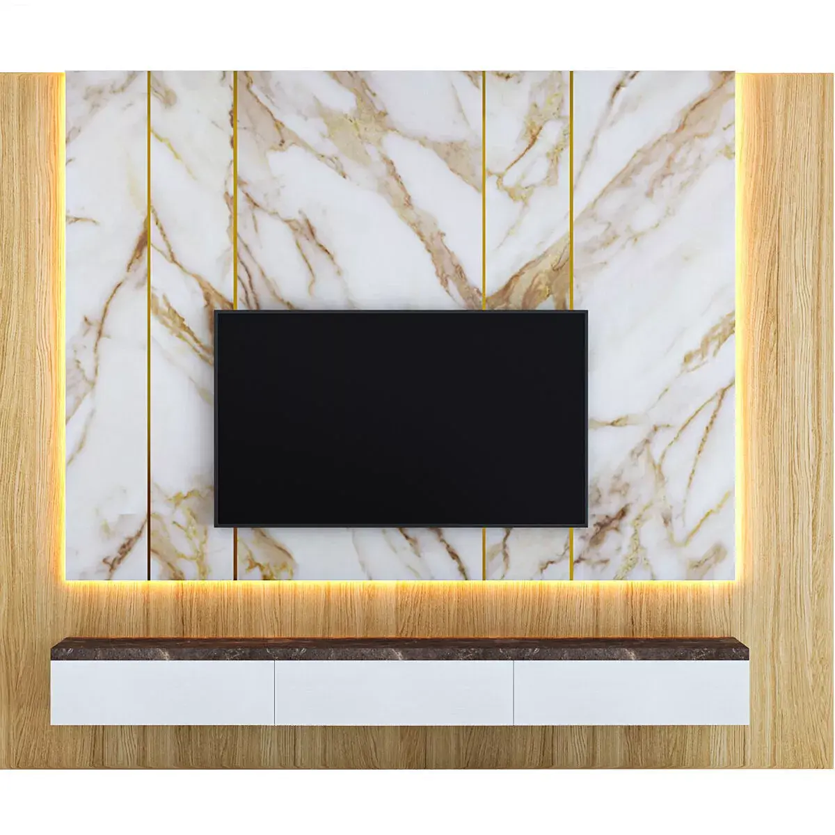 TV wall set 01 3D model purchase