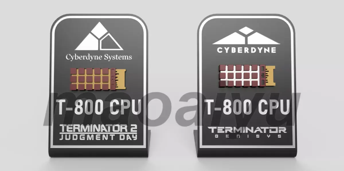 Terminator T2 and T5 T-800 CPU chip 3D print model